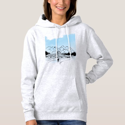 Minimalistischer Winter-Berg-Abenteuer-Pullover - Hoodie (Vorderseite)