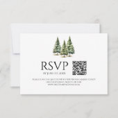Minimalistischer Winter Snowy Pine Trees QR Code H RSVP Karte (Vorderseite)