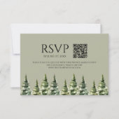 Minimalistischer Winter Snowy Pine Trees QR Code H RSVP Karte (Vorderseite)