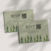 Minimalistischer Winter Snowy Pine Trees QR Code H RSVP Karte
