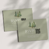Minimalistischer Winter Snowy Pine Trees QR Code H RSVP Karte