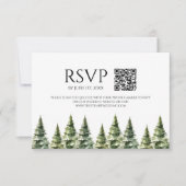 Minimalistischer Winter Snowy Pine Trees QR Code H RSVP Karte (Vorderseite)
