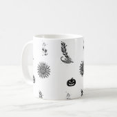Minimalistischer Witchcore-Halloween-Muster-Becher Kaffeetasse (Vorderseite Links)