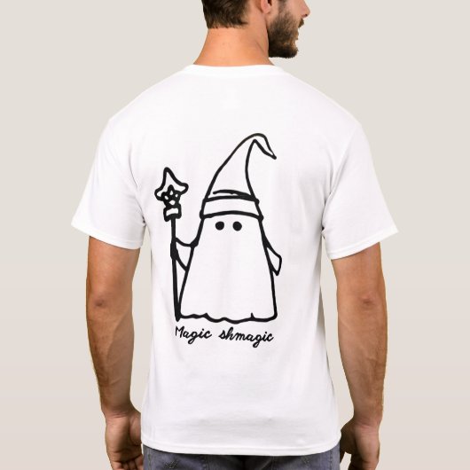 Minimalistischer Wizard Ghost Zeichne Magic Sketch T-Shirt (Rückseite)