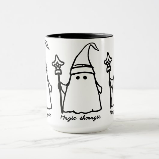 Minimalistischer Wizard Ghost Zeichne Magic Sketch Tasse (Zentrum)