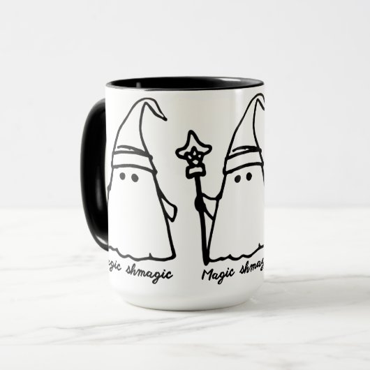 Minimalistischer Wizard Ghost Zeichne Magic Sketch Tasse (Vorderseite Links)