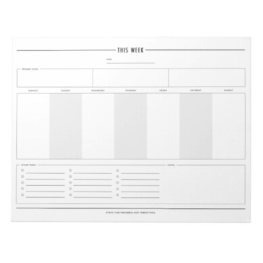 Minimalistischer Wochenplaner, 8,5" x 11" Notizblock (Vorderseite)
