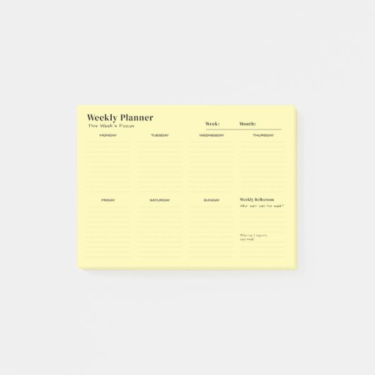 Minimalistischer Wochenplaner Notizblock (Vorderseite)