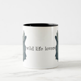 Minimalistischer Wolfskopf Zweifarbige Tasse