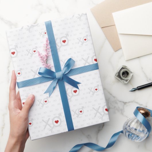 Minimalistischer XO XO Roter Herzinfarkt Valentins Geschenkpapier (Schenken)