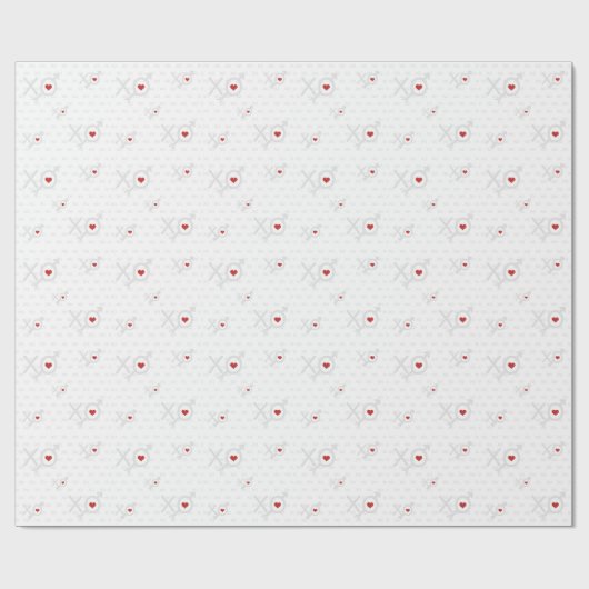 Minimalistischer XO XO Roter Herzinfarkt Valentins Geschenkpapier (Flach)