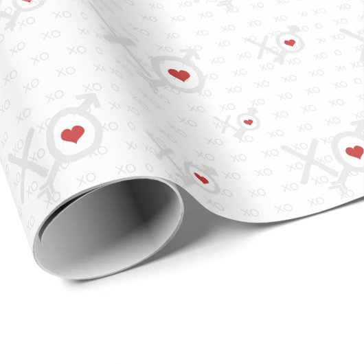 Minimalistischer XO XO Roter Herzinfarkt Valentins Geschenkpapier (Rolleneckpunkt)