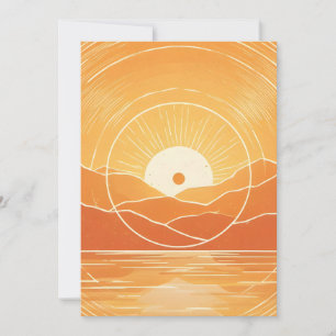 Minimalistischer Zen-Berg-Ozean-Retro-Sonnenunterg Ankündigung