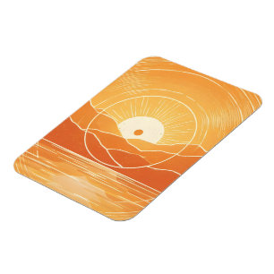 Minimalistischer Zen-Berg-Ozean-Retro-Sonnenunterg Magnet