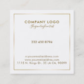 Minimalistischer Zinngoldengrenzwert Quadratische Visitenkarte (Rückseite)