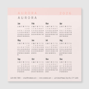 Minimalistischer zweiteiliger rosa Magnetkalender Magnetkarte