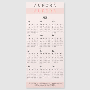 Minimalistischer zweiteiliger rosa Magnetkalender Magnetkarte
