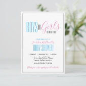 Minimalistischer Zwillingsbruder REVEAL Baby PINK Einladung (Stehend Vorderseite)