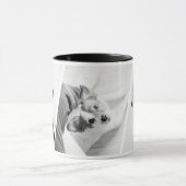 Minimalistisches 1 oder 3 Haustierbild Schwarz & W Tasse (Zentrum)