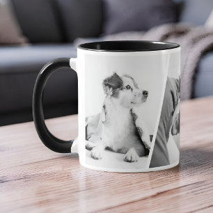 Minimalistisches 1 oder 3 Haustierbild Schwarz & W Tasse