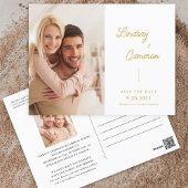 Minimalistisches 2-Foto-Gold-Script Save the Date