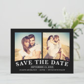 Minimalistisches 2-Foto Save the Date (Stehend Vorderseite)
