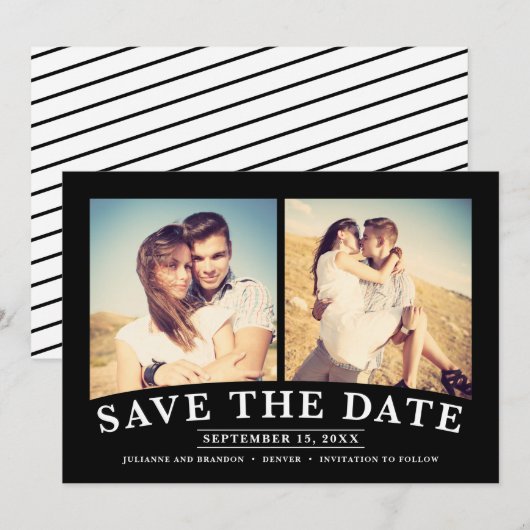 Minimalistisches 2-Foto Save the Date (Vorne/Hinten)
