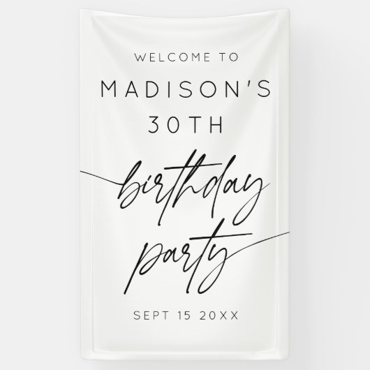 Minimalistisches 30. Geburtstag Party Willkommen Banner (Vertikal)