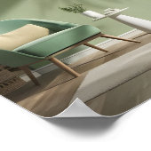 Minimalistisches 3D-Display mit grüner Mauer Poster (Ecke)