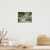 Minimalistisches 3D-Display mit grüner Mauer Poster (Küche)
