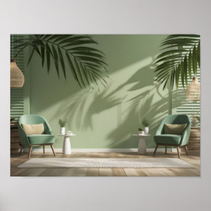 Minimalistisches 3D-Display mit grüner Mauer Poster