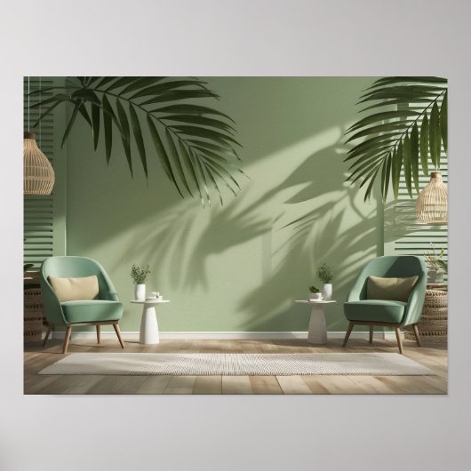 Minimalistisches 3D-Display mit grüner Mauer Poster (Vorne)