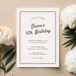 Minimalistisches 40. Party Einladung<br><div class="desc">Diese minimalistische Party Einladung aus dem 40. Jubiläum, die mit unserer Scalloped Border Collection abgestimmt wurde, zeichnet sich durch ein klassisches Design mit einer einzigartigen Drehung aus - die geschliffene Grenze ist eine solche und wird dieser modernen Einladung sicherlich ein wenig Retro-Gefühl verleihen. Wenn Sie gewollt haben, Ihren Gast mit...</div>
