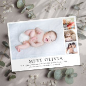 Minimalistisches 4-Foto-Treffen Geburtshilfeverkün Ankündigung