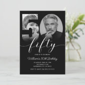 Minimalistisches 50. Geburtstag 50. Foto Einladung (Stehend Vorderseite)