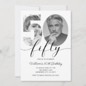 Minimalistisches 50. Geburtstag 50. Foto Einladung (Vorderseite)