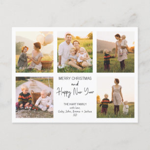 Minimalistisches 5-Foto-Foto Weihnachten Postkarte