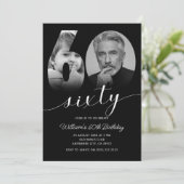 Minimalistisches 60. Geburtstag 60. Foto Einladung (Stehend Vorderseite)