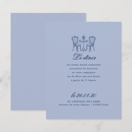 Minimalistisches Abendessen am Abend Empfang Einladung (Vorne/Hinten)