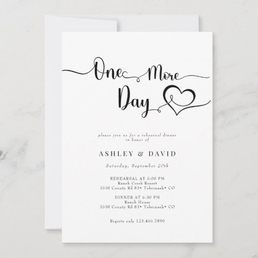 Minimalistisches Abendessen mit moderner Probe Einladung (Vorderseite)