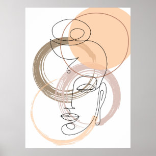 Minimalistisches Abstrakt Line Budha Poster