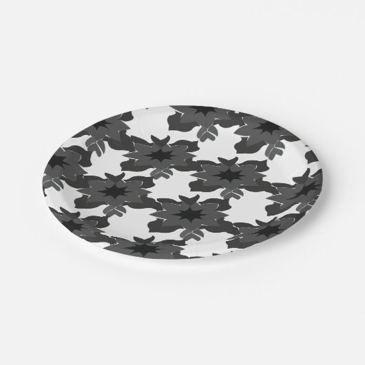 Minimalistisches Abstraktes Blumenmuster Pappteller (Schrägansicht)