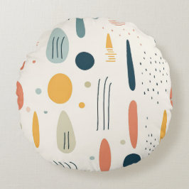 Minimalistisches Abstraktes Boho-Ambiente, runder  Rundes Kissen
