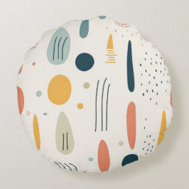 Minimalistisches Abstraktes Boho-Ambiente, runder Rundes Kissen