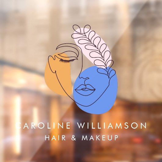 Minimalistisches Abstraktes Face Line Art Business Fensteraufkleber (Blatt 2)