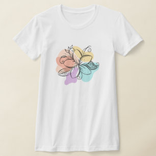 Minimalistisches abstraktes florales Linienkunst-T T-Shirt