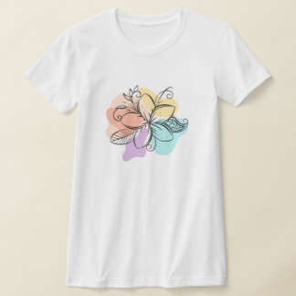 Minimalistisches abstraktes florales Linienkunst-T T-Shirt