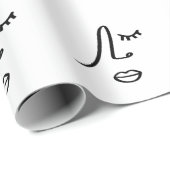 Minimalistisches Abstraktes Gesicht Modernes Kunst Geschenkpapier (Rolleneckpunkt)