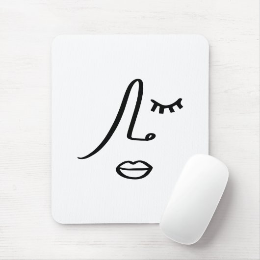 Minimalistisches Abstraktes Gesicht Modernes Kunst Mousepad (Mit Mouse)