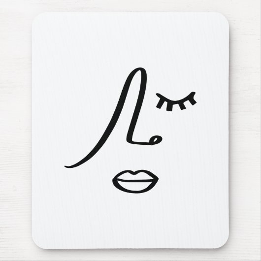 Minimalistisches Abstraktes Gesicht Modernes Kunst Mousepad (Vorne)